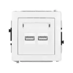 DECO Mechanizm ładowarki USB podwójnej 2xUSB A, 15,5W max., 5V, 3.1A biały
