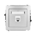 DECO Mechanizm gniazda komputerowego pojedynczego 1xRJ45, kat. 6A, 8-stykowy srebrny metalik