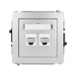 DECO Mechanizm gniazda komputerowego podwójnego 2xRJ45, kat. 6A, 8-stykowy srebrny metalik