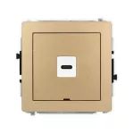DECO Mechanizm gniazda pojedynczego 1xUSB C-C, bez pola opisowego złoty metalik