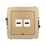 DECO Mechanizm gniazda podwójnego 2xUSB C-C, bez pola opisowego złoty metalik