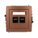 DECO Mechanizm gniazda komputerowego podwójnego 2xRJ45, kat. 6A, 8-stykowy brązowy metalik