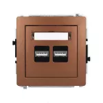 DECO Mechanizm ładowarki USB podwójnej 2xUSB A, 15,5W max., 5V, 3.1A brązowy metalik