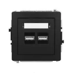 DECO Mechanizm ładowarki USB podwójnej 2xUSB A, 15,5W max., 5V, 3.1A czarny mat