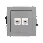 DECO Mechanizm gniazda komputerowego podwójnego 2xRJ45, kat. 6A, 8-stykowy, bez pola opisowego szary mat