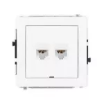 DECO Mechanizm gniazda komputerowego podwójnego 2xRJ45, kat. 6A, 8-stykowy, bez pola opisowego biały mat