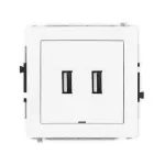 DECO Mechanizm gniazda podwójnego 2xUSB A-A 2.0, bez pola opisowego biały mat