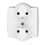 DECO Mechanizm gniazda podwojnego do ramki DECO Soft, z uziemieniem 2x(2P+Z) (przesłony torów prądowych) biały mat
