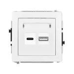 DECO Mechanizm ładowarki USB podwójnej USB C + USB A, 20W max. biały mat
