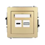 DECO Mechanizm ładowarki USB podwójnej USB C + USB A, 20W max. złoty