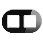 ICON Ramka uniwersalna podwójna okrągła - efekt szkła (ramka: czarna; spód: biały) czarny