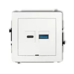 DECO Mechanizm ładowarki USB podwójnej USB C + USB A, 20W max., bez pola opisowego biały