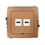 DECO Mechanizm ładowarki USB podwójnej 2xUSB C, 20W max., bez pola opisowego złoty metalik