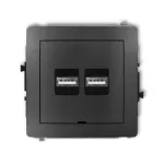 DECO Mechanizm ładowarki USB podwójnej 2xUSB A, 15,5W max., 5V, 3.1A, bez pola opisowego grafitowy