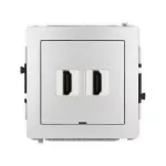 DECO Mechanizm gniazda podwójnego HDMI 2.1, 8K, bez pola opisowego srebrny metalik