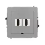 DECO Mechanizm gniazda podwójnego HDMI 2.1, 8K, bez pola opisowego szary mat