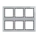 DECO Ramka modułowa 6 krotna (3 poziom, 2 pion) - efekt szkła (ramka szara; spód grafitowy)