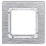 DECO Ramka uniwersalna pojedyncza - aluminium szczotkowane (ramka: srebrna; spód: biały) srebrny
