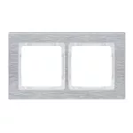 DECO Ramka uniwersalna podwójna - aluminium szczotkowane (ramka: srebrna; spód: biały) srebrny