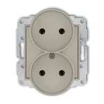 ICON Mechanizm gniazda podwójnego do ramki bez uziemienia 2x2P (bez przesłon torów prądowych) taupe