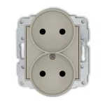 ICON Mechanizm gniazda podwójnego do ramki bez uziemienia 2x2P (przesłony torów prądowych) taupe