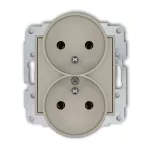 ICON Mechanizm gniazda podwójnego do ramki z uziemieniem 2x(2P+Z) (bez przesłon torów prądowych) taupe