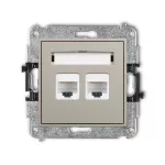 ICON Mechanizm gniazda komputerowego podwójnego 2xRJ45, kat. 5e, 8-stykowy taupe