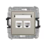 ICON Mechanizm gniazda komputerowego podwójnego 2xRJ45, kat. 6, 8-stykowy taupe