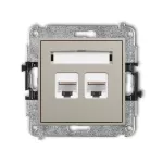 ICON Mechanizm gniazda komputerowego podwójnego 2xRJ45, kat. 6A, 8-stykowy taupe