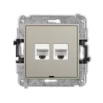 ICON Mechanizm gniazda komputerowego podwójnego 2xRJ45, kat. 6A, 8-stykowy, bez pola opisowego taupe