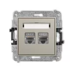 ICON Mechanizm gniazda komputerowego podwójnego 2xRJ45, kat. 7, ekranowany, 8-stykowy taupe