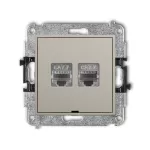 ICON Mechanizm gniazda komputerowego podwójnego 2xRJ45, kat. 7, ekranowany, 8-stykowy, bez pola opisowego taupe