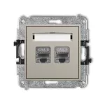 ICON Mechanizm gniazda komputerowego podwójnego 2xRJ45, kat. 8, ekranowany, 8-stykowy taupe