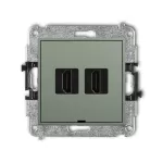 ICON Mechanizm gniazda podwójnego HDMI 2.0, 4K, bez pola opisowego szałwiowy