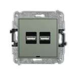 ICON Mechanizm ładowarki USB podwójnej 2xUSB A, 15,5W max., 5V, 3.1A, bez pola opisowego szałwiowy
