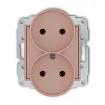 ICON Mechanizm gniazda podwójnego do ramki bez uziemienia 2x2P (bez przesłon torów prądowych) łososiowy