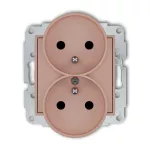 ICON Mechanizm gniazda podwójnego do ramki z uziemieniem 2x(2P+Z) (przesłony torów prądowych) łososiowy