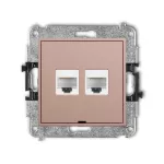 ICON Mechanizm gniazda komputerowego podwójnego 2xRJ45, kat. 5e, 8-stykowy, bez pola opisowego łososiowy