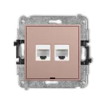 ICON Mechanizm gniazda komputerowego podwójnego 2xRJ45, kat. 6, 8-stykowy, bez pola opisowego łososiowy