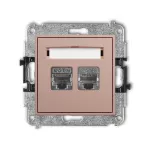 ICON Mechanizm gniazda komputerowego podwójnego 2xRJ45, kat. 6, ekranowany, 8-stykowy łososiowy