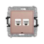 ICON Mechanizm gniazda komputerowego podwójnego 2xRJ45, kat. 6A, 8-stykowy, bez pola opisowego łososiowy