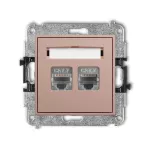 ICON Mechanizm gniazda komputerowego podwójnego 2xRJ45, kat. 7, ekranowany, 8-stykowy łososiowy