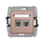 ICON Mechanizm gniazda komputerowego podwójnego 2xRJ45, kat. 8, ekranowany, 8-stykowy łososiowy