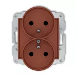 ICON Mechanizm gniazda podwójnego do ramki z uziemieniem 2x(2P+Z) (przesłony torów prądowych) terakota