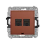 ICON Mechanizm gniazda komputerowego podwójnego 2xRJ45, kat. 5e, 8-stykowy, bez pola opisowego terakota