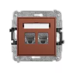 ICON Mechanizm gniazda komputerowego podwójnego 2xRJ45, kat. 6, ekranowany, 8-stykowy terakota