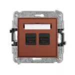 ICON Mechanizm gniazda komputerowego podwójnego 2xRJ45, kat. 6A, 8-stykowy terakota