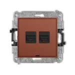 ICON Mechanizm gniazda komputerowego podwójnego 2xRJ45, kat. 6A, 8-stykowy, bez pola opisowego terakota