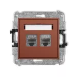 ICON Mechanizm gniazda komputerowego podwójnego 2xRJ45, kat. 8, ekranowany, 8-stykowy terakota