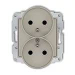 MINI Mechanizm gniazda podwójnego do ramki z uziemieniem 2x(2P+Z) (przesłony torów prądowych) taupe
